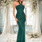 Mylee Sheath/Column Halter Floor-Length Sequin Prom Dresses DEP0025858