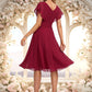 Jillian A-line V-Neck Knee-Length Chiffon Homecoming Dress With Ruffle DEP0025716