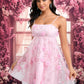 Kaylie A-line Straight Mini Lace Homecoming Dress With Bow Flower DEP0025670