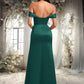 Genesis Trumpet/Mermaid Off the Shoulder Square Floor-Length Satin Prom Dresses With Ruffle DEP0025883