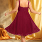 Eva A-line Square Knee-Length Chiffon Homecoming Dress With Pleated DEP0020530