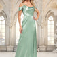 Daniela A-line Cowl Cold Shoulder Floor-Length Stretch Satin Bridesmaid Dress With Bow Ruffle DEP0025807