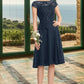 Jewel A-line Scoop Knee-Length Chiffon Lace Homecoming Dress With Bow DEP0020581