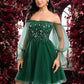 Moira A-line Off the Shoulder Short Tulle Homecoming Dress With Sequins Appliques Lace DEP0025663