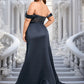 Stephanie Trumpet/Mermaid Off the Shoulder Sweep Train Satin Prom Dresses With Sequins Appliques Lace DEP0025835