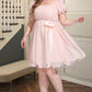 Phoebe A-line Square Short/Mini Chiffon Satin Homecoming Dress With Beading Bow Ruffle DEP0020597