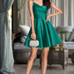 Talia A-line V-Neck Short/Mini Satin Homecoming Dress With Ruffle DEP0020539