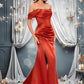 Regina Trumpet/Mermaid Off the Shoulder Sweep Train Satin Prom Dresses DEP0025832