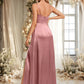 Vivian A-line Cowl Floor-Length Stretch Satin Prom Dresses DEP0025881