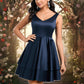 Araceli A-line V-Neck Short Satin Homecoming Dress DEP0025691