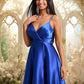 Keely A-line V-Neck Short Stretch Satin Homecoming Dress With Pleated DEP0025705