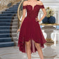 Hayley A-line Off the Shoulder Asymmetrical Chiffon Homecoming Dress With Beading DEP0020582