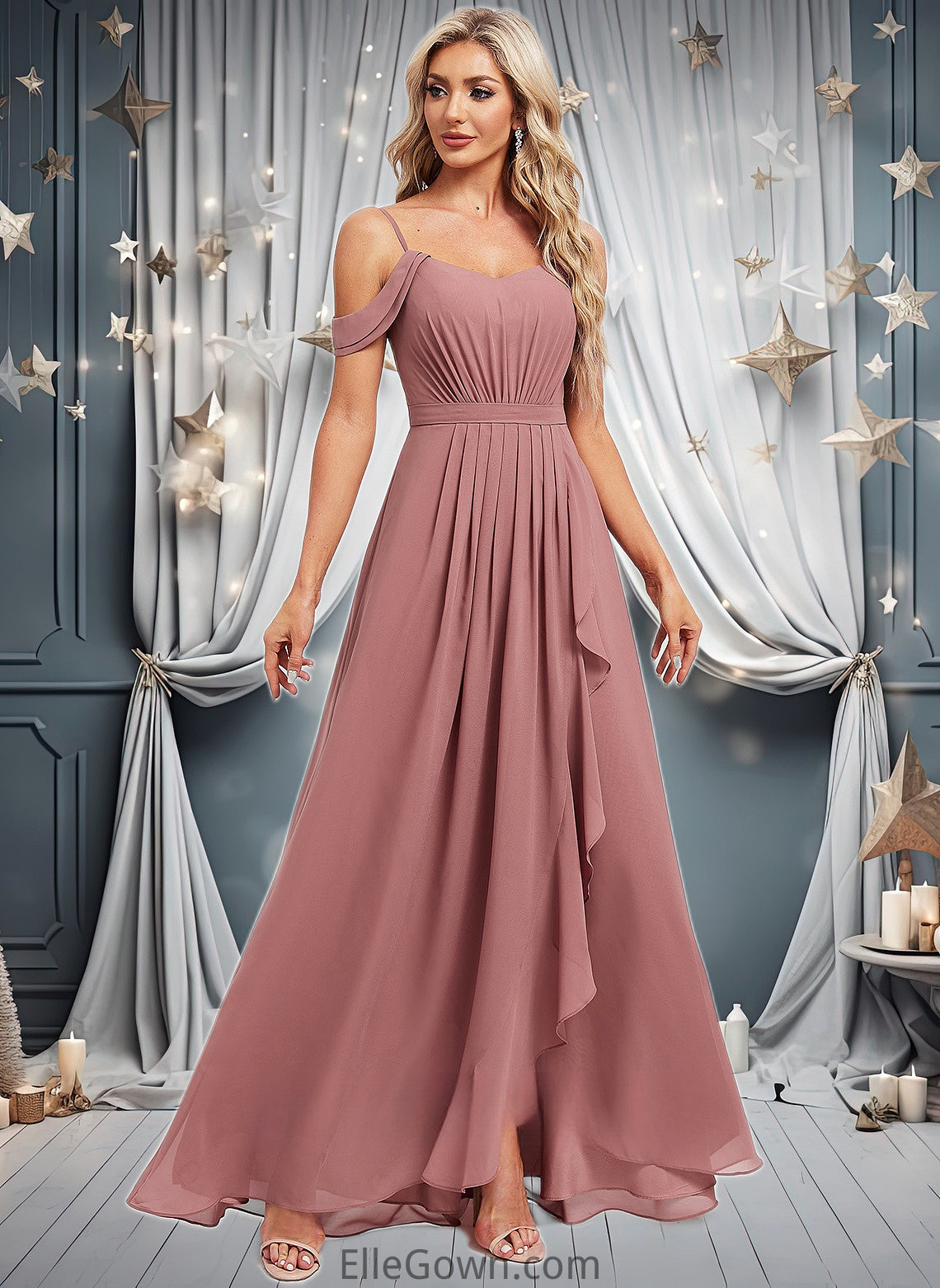 Annabella A-line Cold Shoulder Asymmetrical Chiffon Bridesmaid Dress DEP0025823