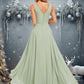 Sydney A-line V-Neck Asymmetrical Chiffon Bridesmaid Dress DEP0025809