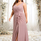 Erica A-line V-Neck Floor-Length Chiffon Bridesmaid Dress DEP0025820