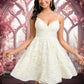 Addyson A-line V-Neck Short Lace Homecoming Dress DEP0025708