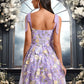 Mckinley A-line Scoop Short Floral Lace Homecoming Dress With Bow 3D Floral DEP0025695