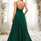 Kathryn A-line V-Neck Floor-Length Chiffon Bridesmaid Dress DEP0025813