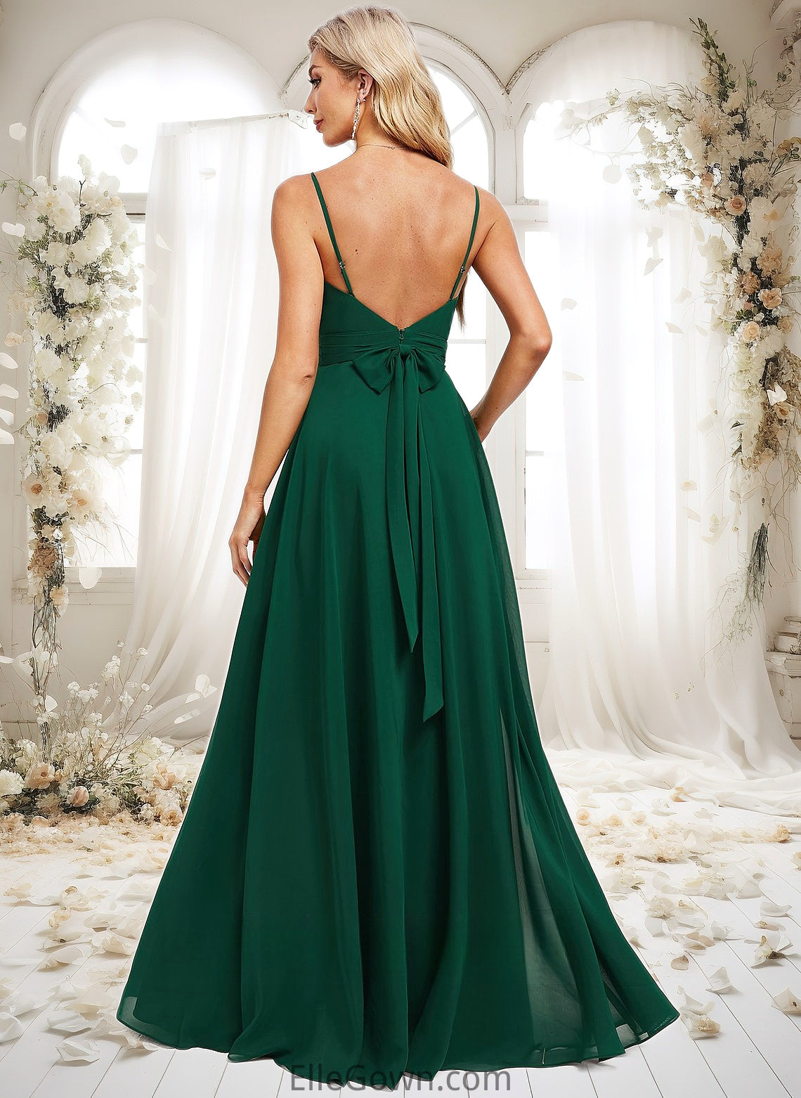 Kathryn A-line V-Neck Floor-Length Chiffon Bridesmaid Dress DEP0025813