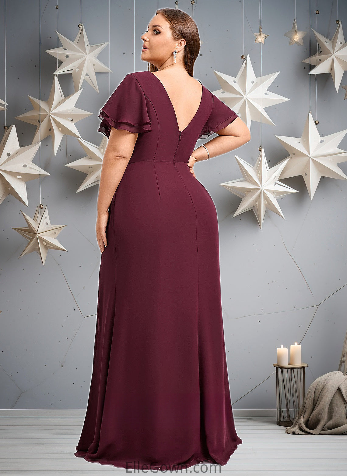 Kaila A-line Boat Neck Floor-Length Chiffon Bridesmaid Dress With Ruffle DEP0025827