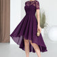 Hailie A-line Scoop Asymmetrical Chiffon Lace Homecoming Dress DEP0020587