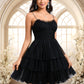 Elyse Ball-Gown/Princess Scoop Short Tulle Homecoming Dress With Pleated Ruffle DEP0025648