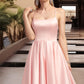 Brooklyn A-line Square Short/Mini Satin Homecoming Dress DEP0020544