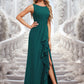 Amaya A-line Scoop Floor-Length Chiffon Bridesmaid Dress With Ruffle DEP0025814