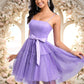 Amiya Ball-Gown/Princess Straight Short Tulle Homecoming Dress With Bow DEP0025717