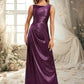 Gia A-line Scoop Floor-Length Stretch Satin Bridesmaid Dress DEP0025829