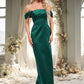 India Sheath/Column Off the Shoulder Floor-Length Satin Bridesmaid Dress DEP0025815