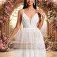 Belinda Ball-Gown/Princess V-Neck Short Tulle Lace Homecoming Dress With Pleated DEP0025711