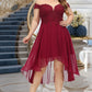 Hayley A-line Off the Shoulder Asymmetrical Chiffon Homecoming Dress With Beading DEP0020582