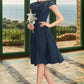 Jewel A-line Scoop Knee-Length Chiffon Lace Homecoming Dress With Bow DEP0020581