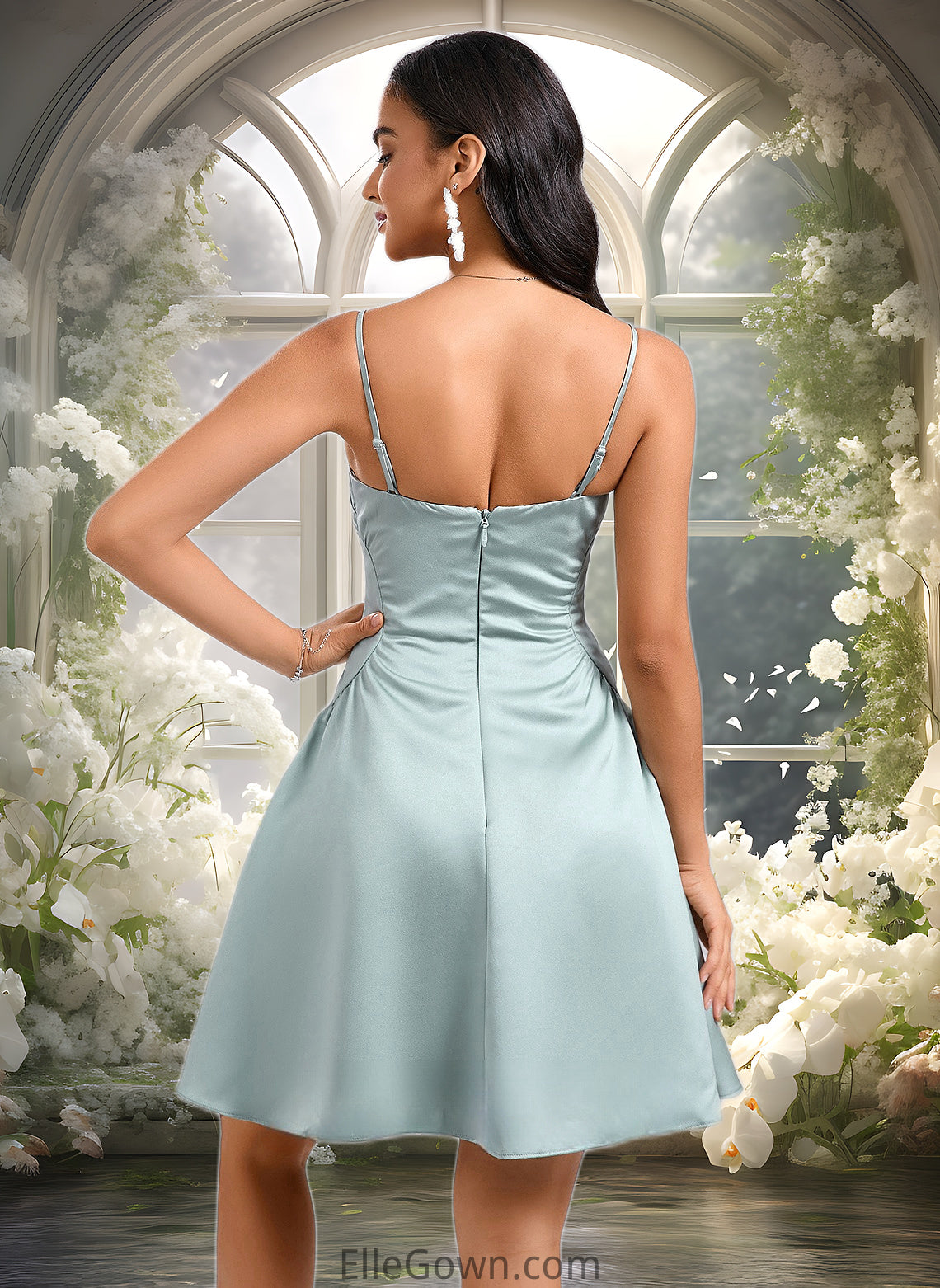 Kristin A-line Straight Short Satin Homecoming Dress DEP0025643