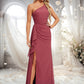 Annabella A-line One Shoulder Floor-Length Chiffon Bridesmaid Dress With Ruffle DEP0025824