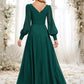 Alannah A-line V-Neck Floor-Length Chiffon Bridesmaid Dress DEP0025816