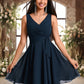 Nathalie A-line V-Neck Short Chiffon Homecoming Dress With Pleated DEP0025644