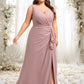 Erica A-line V-Neck Floor-Length Chiffon Bridesmaid Dress DEP0025820