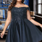 Marin A-line Off the Shoulder Short/Mini Satin Homecoming Dress DEP0020552