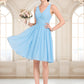 Mary A-line V-Neck Knee-Length Chiffon Homecoming Dress With Ruffle DEP0025703