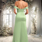 Genesis Trumpet/Mermaid Off the Shoulder Square Floor-Length Satin Prom Dresses With Ruffle DEP0025883