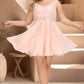 Hazel A-line V-Neck Knee-Length Chiffon Lace Homecoming Dress With Beading DEP0020565