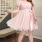 Phoebe A-line Square Short/Mini Chiffon Satin Homecoming Dress With Beading Bow Ruffle DEP0020597