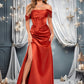 Regina Trumpet/Mermaid Off the Shoulder Sweep Train Satin Prom Dresses DEP0025832