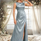 Isabel A-line Scoop Cowl Floor-Length Stretch Satin Prom Dresses DEP0025878