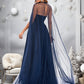 Amiyah Ball-Gown/Princess Sweetheart Sweep Train Tulle Prom Dresses With Beading Sequins DEP0025848