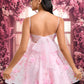 Kaylie A-line Straight Mini Lace Homecoming Dress With Bow Flower DEP0025670