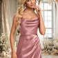 Vivian A-line Cowl Floor-Length Stretch Satin Prom Dresses DEP0025881