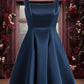 Baylee A-line Straight Short Satin Homecoming Dress With Bow DEP0025639